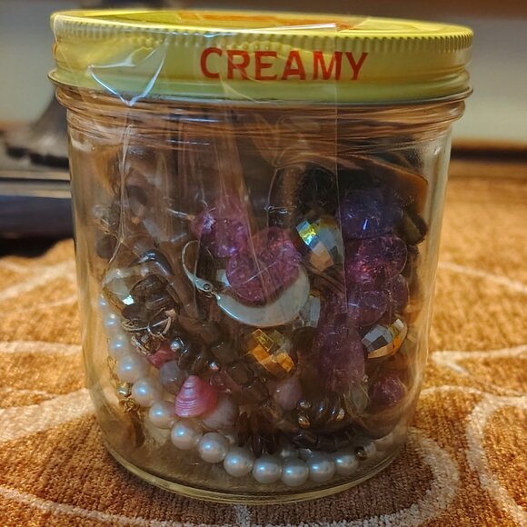 Vtg MCM 70s Peter Pan Creamy JEWELRY JAR ! Vtg to Now CRAFT Upcycle Repurpose - Picture 1 of 4
